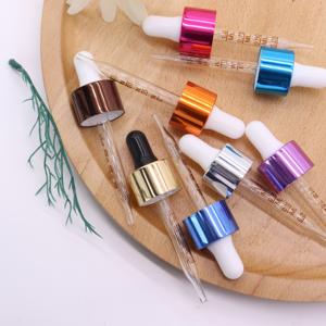 Cuentagotas de aluminio dorado brillante plateado con pipeta de vidrio para botellas cuentagotas de vidrio cosmético cuentagotas de pipeta de vidrio - Product Image 2