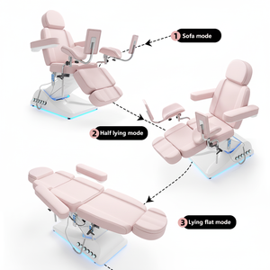 Durable Electric Foldable Beauty <b>Bed</b> Adjustable Headrest PU Leather Stainless Steel Frame for Salon Living Room Outdoor Use - Product Image 1