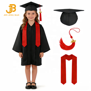 Robe de graduation unisexe en polyester avec étole dorée et chapeau, personnalisable avec logo, pour enfants et usage scolaire - Vente en gros - Product Image 1