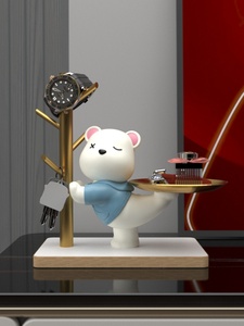 Sculpture d'art créative en résine époxy en forme d'ours, ornement décoratif, porte-clés mural pour entrée, rangement de bijoux pour bureau à domicile, cadeau de pendaison de crémaillère - Product Image 5