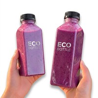 Bouteille d'emballage carrée en PET avec bouchon à vis pour boissons/jus, sans BPA, 150 ml, emballage cosmétique, logo personnalisé