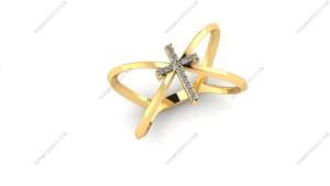 Anillo Apilable de Plata 925 Bañado en Oro con Moissanita y Cruz, Engaste de Garras, Certificado para Mujer - Product Image 2