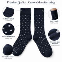 Chaussettes habillées mi-mollet pour hommes, en coton peigné doux et respirant, jacquard à pois, style britannique élégant, pour mariage, formelles ou professionnelles