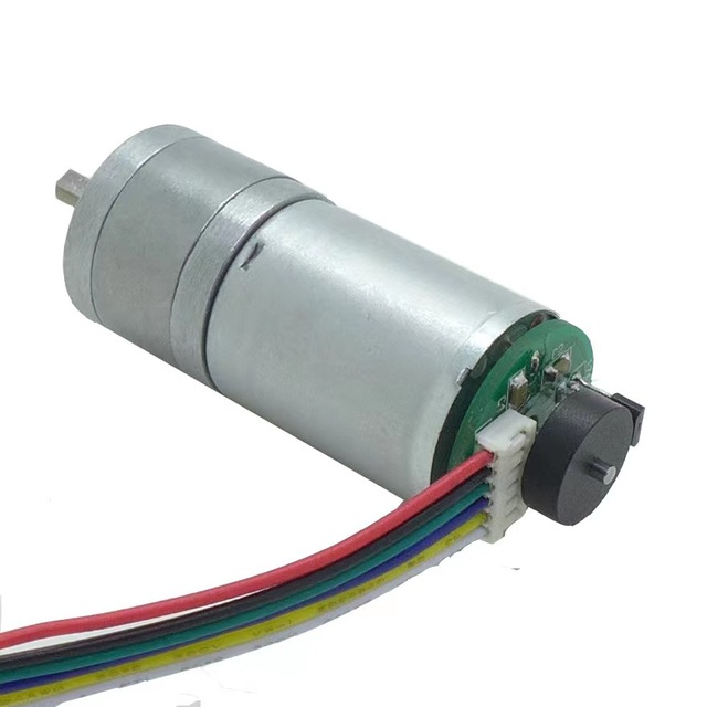 6V/12V/24V 370 RPM DC Motor with Encoder Port - 25mm High Torque Mini Motor for Intelligent Robot Cars, DIY Robotics