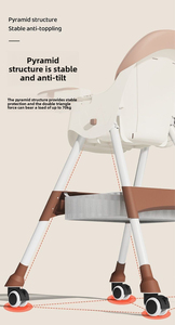 Chaise haute pliable 3 en 1 pour bébé, avec dossier inclinable réglable, chaise de repas multifonctionnelle et sécurisée pour nourrissons et tout-petits - Product Image 3