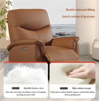 Fauteuil inclinable électrique de luxe en cuir véritable marron, prêt à être expédié, prix d'usine