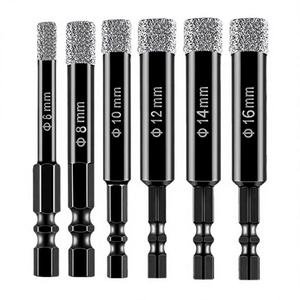 6-14mm Vacuum Brazed Dry Diamond Hole Saw <b>Bits</b> 1/4 Inch Hex Shank Diamond Core Cutter With Built-In Cooling Wax - Product Image 1