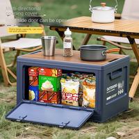 Boîte de rangement pliable portable en plastique pour pique-nique, grande capacité, légère, pour camping en extérieur, avec couvercle en bois - Offre spéciale