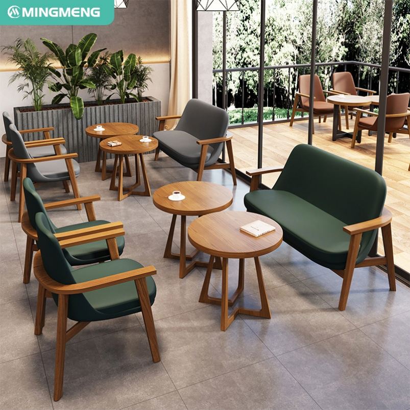 Modern Cafe Table Chair Set Dining Wood Table for Restaurants Hotels Wood Style Furniture
