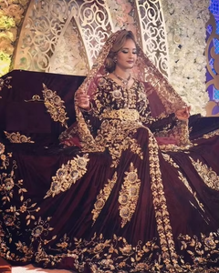 Caftán marroquí largo hasta el suelo de lujo-Vestido de novia con rastro largo y trabajo hecho a mano Zardozi 3D | Diseño 2019 - Product Image 5