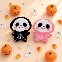 Porte-clés Peluche Bébé Fantôme Squelette Mignon Kawaii Halloween, Poupée Douce Rembourrée, Breloque de Sac, Pendentif, Cadeau, Vente en Gros