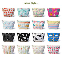 Sac cosmétique en toile polyester imperméable, écologique, tendance, personnalisable avec logo, petite pochette cosmétique à fermeture éclair, vente en gros