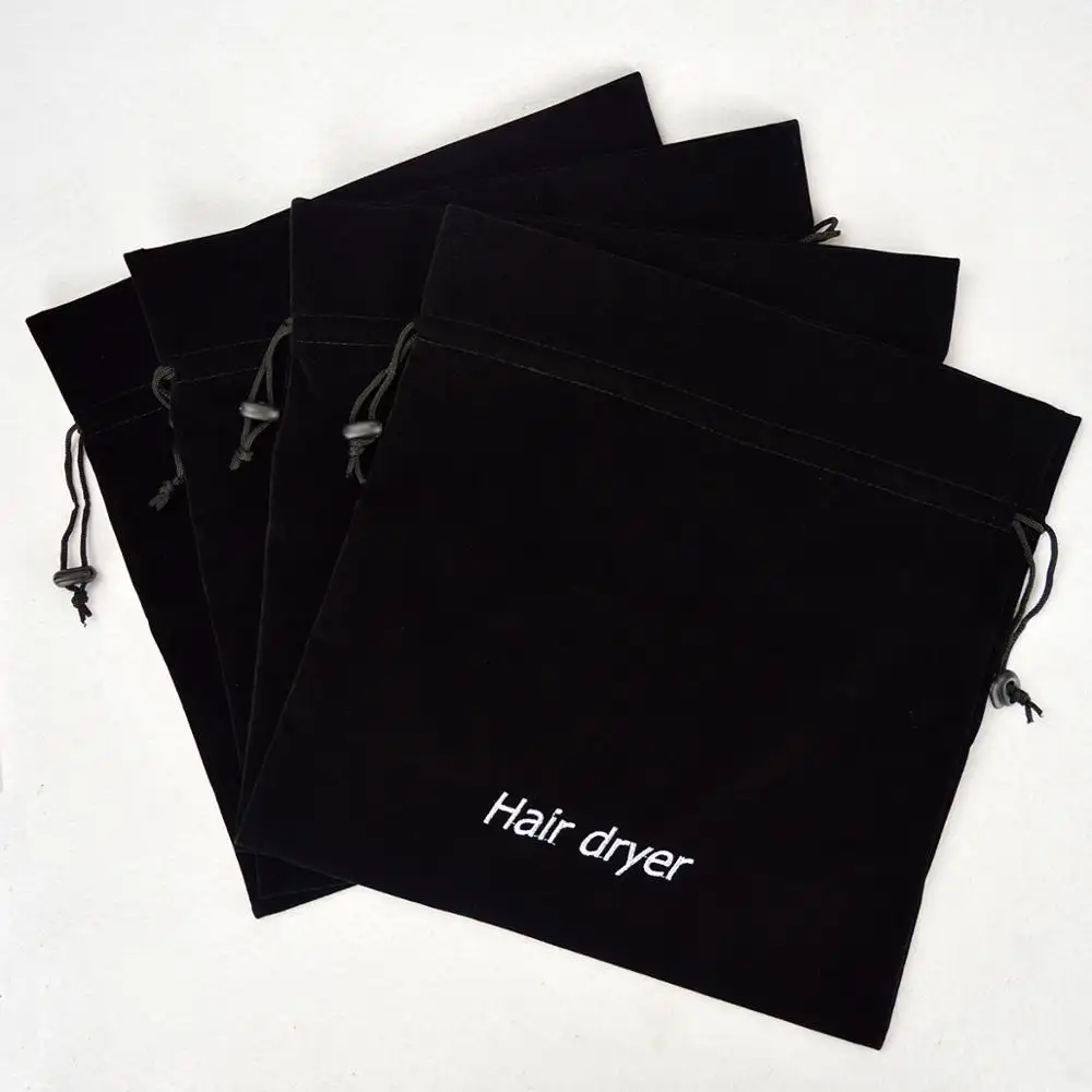 Large Premium Velvet Drawstring Hair Dryer Bag - Custom Logo - Travel & Storage