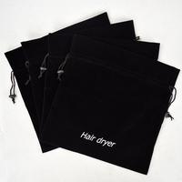 Grand sac sèche-cheveux à cordon en velours pour voyage et rangement Logo personnalisé disponible