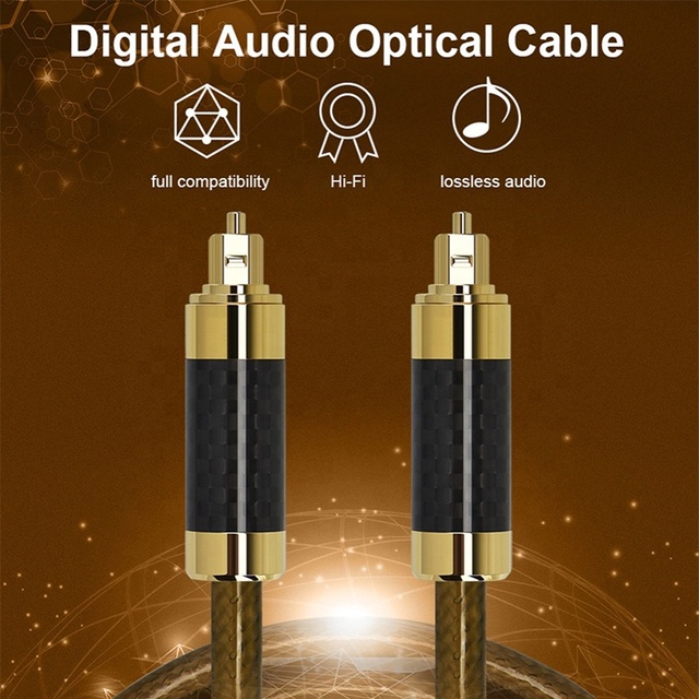 HiFi Toslink Optical Fiber Cable Twisted Pair Coaxial Digital Audio Gold Plated PVC Braided Shielding Speaker Projector Home