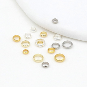 Seamless <b>Copper</b> Ring 18K Gold Plated 14K Gold Filled Spacer Beads For <b>Bracelet</b> Making Round Jewelry Findings B01 - Product Image 1