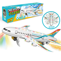 Voiture électrique universelle pour enfants Bump and Go 360 °   Avion jouet A380 rotatif avec lumières colorées et musique, modèle d'avion de simulation