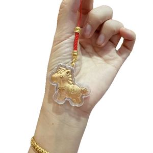 Nouvel An du Cheval, l'argent arrive bientôt. Chaîne de téléphone portable en cordon rouge doré, petit pendentif de dessin animé, porte-clés, ressort - Product Image 5