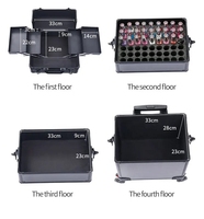 Grande Mallette de Maquillage Professionnelle 4 en 1 en Aluminium, Organiseur de Vernis à Ongles, Valise à Roulettes Verrouillable pour Voyage