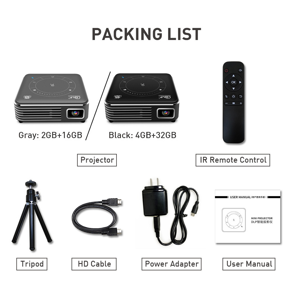 DLP P11 2+16GB - Portable 4K Projector with Android 9.0