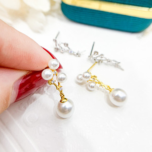 Accessoires en argent S925 pour la création de bijoux, 21608, boucles d'oreilles multi-rangs en perles avec perles de 3 à 10 mm, support creux pour la création de bijoux personnalisés - Product Image 3