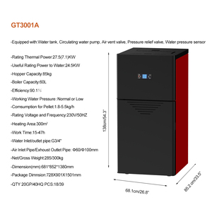 ZLGT3001A 27.5KW Écologique Intelligent Chauffage De L'eau Chaudière En Acier Noir Chauffage De L'eau Hydro Poêle À Granulés Cheminée pour Maison - Product Image 3