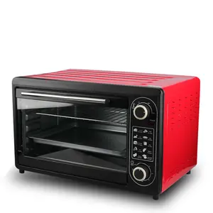 Oven pemanggang roti listrik 45l, dengan Hot Plate portabel meja besar kompor Oven panggang rumah