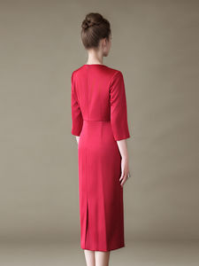 <span class=keywords><strong>Robe</strong></span> midi <span class=keywords><strong>chic</strong></span> à taille perlée, <span class=keywords><strong>robe</strong></span> <span class=keywords><strong>de</strong></span> soirée formelle grande taille, <span class=keywords><strong>robe</strong></span> <span class=keywords><strong>de</strong></span> soirée, manches 3/4, tenue <span class=keywords><strong>pour</strong></span> invité <span class=keywords><strong>de</strong></span> mariage, <span class=keywords><strong>mère</strong></span> <span class=keywords><strong>de</strong></span> <span class=keywords><strong>la</strong></span> <span class=keywords><strong>mariée</strong></span>, taille L-5XL - Product Image 4