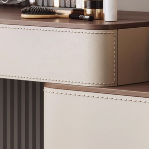 Cómoda <span class=keywords><strong>Vintage</strong></span> de Madera Maciza, Estilo Moderno de Mediados de Siglo, Cómoda de Almacenamiento con Cuero de Silla de Montar en Nogal Negro para Dormitorio - Product Image 5