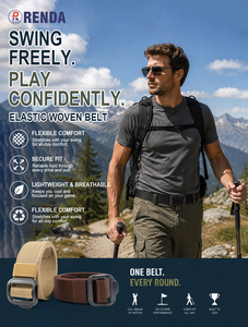 <span class=keywords><strong>Cintura</strong></span> Elastica in Nylon Senza Metallo con Fibbia Scorrevole in Plastica, Regolabile, per Uomo e Donna, Design Senza Fori, per Lavoro e Attività all'Aperto - Product Image 2