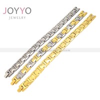 Bracelet à énergie quantique magnétique avec logo personnalisé Bracelet pour homme en acier inoxydable, or et argent