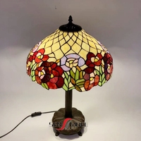 Lampe de table/bureau LED 16 pouces en verre coloré artisanal soudé à la main, style rétro européen, vente en gros 2025