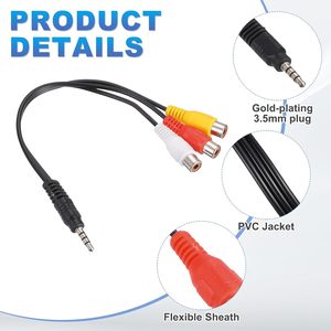 <span class=keywords><strong>Cable</strong></span> Adaptador <span class=keywords><strong>AV</strong></span> Premium de Cobre Puro de 3.5mm Macho <span class=keywords><strong>a</strong></span> 3RCA Hembra para TV Box, Reproductor de DVD, Consola de Juegos - Product Image 3