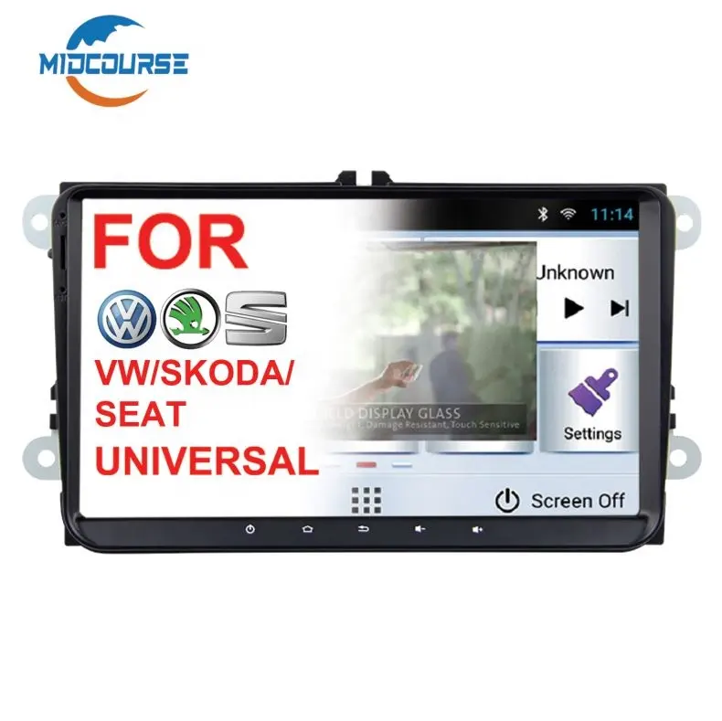 Midcourse 2 DIN 9 "Car DVD Player Mobil Radio dengan RDS OBD2 Navigasi & GPS + Rear View Kamera untuk VW Polo Golf Permen