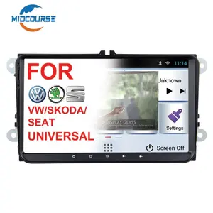 MIDCOURSE 2 Din 9 “车载DVD播放器车载收音机，带RDS OBD2导航和GPS后视摄像头，用于大众Polo高尔夫糖果