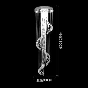 Fábrica larga escalera giratoria moderna doble escalera lámpara gota de lluvia espiral cadena de cristal araña - Product Image 1
