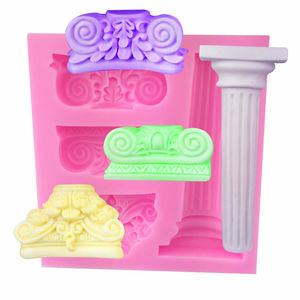 4 Uds 3D textura fina clásico simple Euro retro Palacio columna romana y forma de estigma molde de silicona DIY - Product Image 6