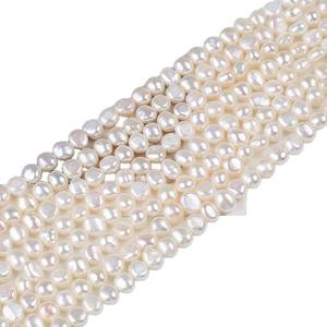 ไข่มุกน้ำจืดธรรมชาติจูจี้ ขนาด 5-6 มม. สีขาว รูปทรงบาร็อค รูปไข่ สองด้าน แสงสว่าง ร้อยเป็นสายสำหรับทำเครื่องประดับ DIY - Product Image 5