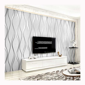 Papel pintado de rayas onduladas de estilo europeo minimalista moderno Fondo de TV de dormitorio <span class=keywords><strong>Administraci</strong></span>ón de entretenimiento doméstico no tejido - Product Image 3