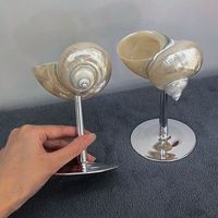 Copas de cristal creativas hechas a mano de concha Natural, copa de cóctel de Martini de acero inoxidable plateado para regalos de dama de honor
