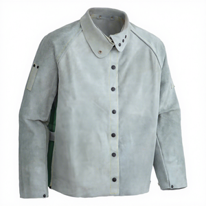 Veste de soudeur en daim marron résistante au feu, manches longues, coupe classique, protection thermique 300 ° C-500 ° Sutures surfilées - Product Image 5
