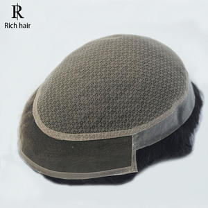 Richhair Vendita Diretta Ingrosso Fabbrica Toupet da <span class=keywords><strong>Uomo</strong></span> Artigianale in Seta per Pizzo Svizzero Attaccatura Capelli Stile Afro Liscio Capelli Indiani I-LACE - Product Image 1