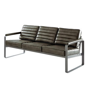 Canapé de réception moderne personnalisable à trois places en cuir véritable écologique pour bureau, banquette commerciale ou scolaire - Product Image 1