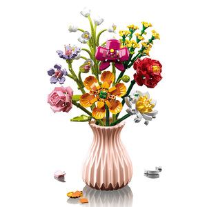 Bloques de Construcción de Partículas Pequeñas, Simulación de Flores, Ramo de Margaritas, Rosas y Jazmín, Juguete de Modelo - Product Image 5