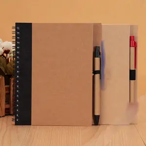 笔记本和笔套定制Logo线圈笔记本带笔牛皮纸书作文笔记本