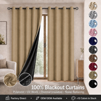 Rideaux occultants isolants perforés, couleur unie, à œillets, en polyester, pour salon et chambre, 132x214cm, prêts à poser