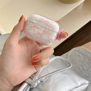 Ins Style New Pink Ribbon Bow con llavero Funda de TPU para <span class=keywords><strong>Airpods</strong></span> 1 2 3 4 Generation Funda para auriculares a prueba de golpes para <span class=keywords><strong>Airpods</strong></span> Pro 2 - Product Image 5