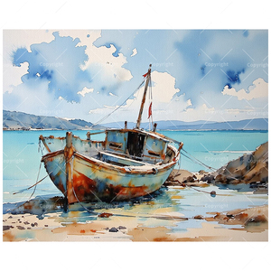 Vernice <span class=keywords><strong>Vintage</strong></span> barca a vela con Kit di numeri per adulti-barca da te stagionata in riva al mare 16x20 pollici, decorazione artistica senza cornice o regali - Product Image 1