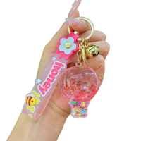 Llavero creativo luminoso de dibujos animados con mini globo de aire acrílico y arena movediza, accesorio colgante para llaves de coche y bolso