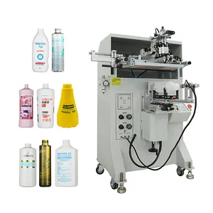 S350 China Semi Automatische Platte Ronde Ovale Pet Fles Melk Thee Papier Cup Zeefdruk Machine Voor Flessen